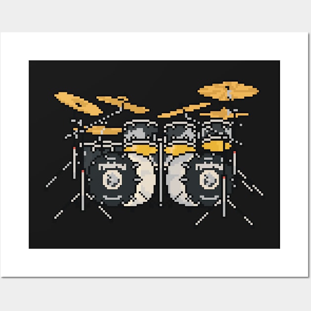 Pixel Silver Motor Drums Wall Art by gkillerb